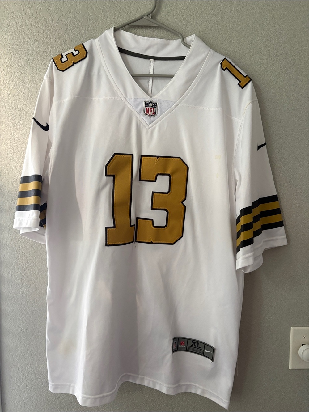 NFL Saints White & Gold #13 Thomas Men’s Football Jersey